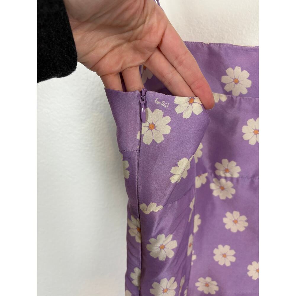 Realisation The Christy As If Boxy Retro Floral Whimsy Silk Purple Dress Medium - Picture 5 of 6